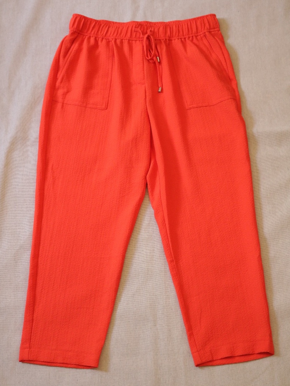 Calvin Klein Women's Size PM Petite Medium Orange Crepe Drawstring Ankle Pants
